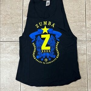 Zumba Black Tank Top with Blue and Yellow Graphic
